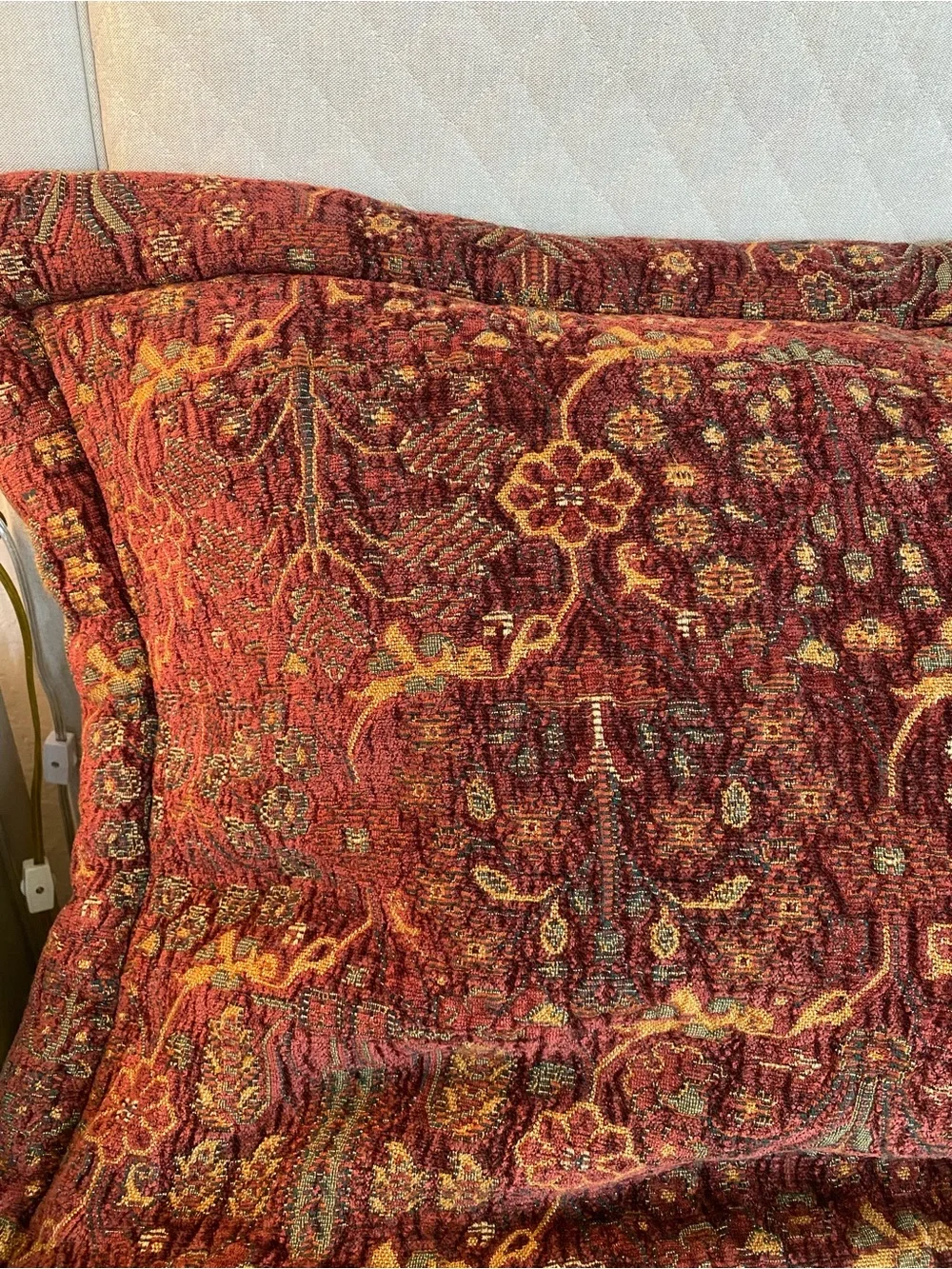 Marrakech Express Decorative burgundy Pillow shams Large Chenille floral